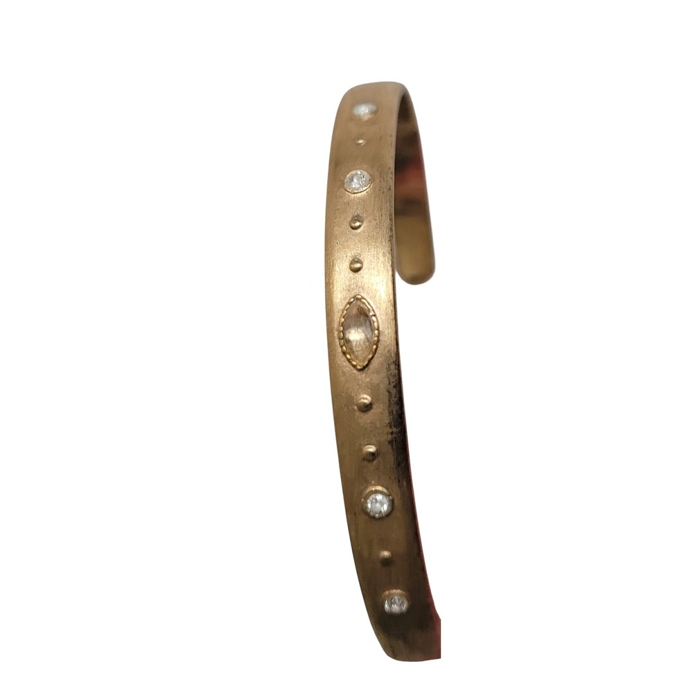 Stella & Dot Gold Tone Crystal Marquise Cuff Bracelet Minimalist Boho Excellent